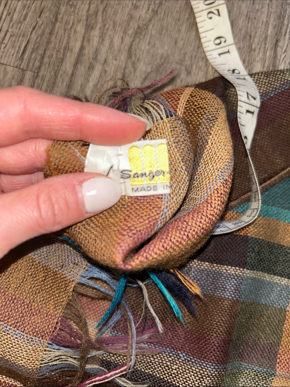 Vintage Sanger-Harris Italian Wool Plaid Scarf 70” Academia Fringe - Picture 4 of 8
